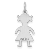 Engravable Girl Polished Front/Back Disc Charm Pendant in Real 925 Sterling Silver