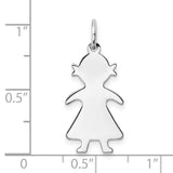 Engravable Girl Polished Front/Back Disc Charm Pendant in Real 925 Sterling Silver