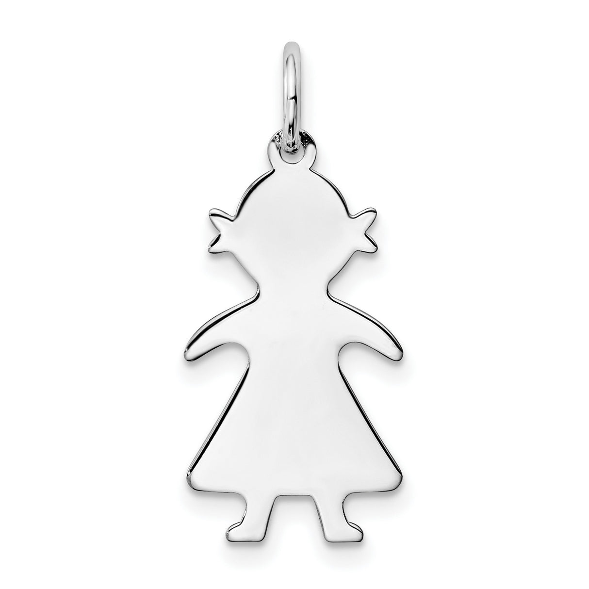 Engravable Girl Polished Front/Back Disc Charm Pendant in Real 925 Sterling Silver