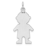 Engravable Boy Polished Front/Satin Back Disc Charm Pendant in Real 925 Sterling Silver