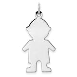 Engravable Boy Polished Front/Back Disc Charm Pendant in Real 925 Sterling Silver