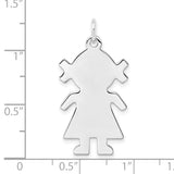Engravable Girl Polished Front/Satin Back Disc Charm Pendant in Real 925 Sterling Silver