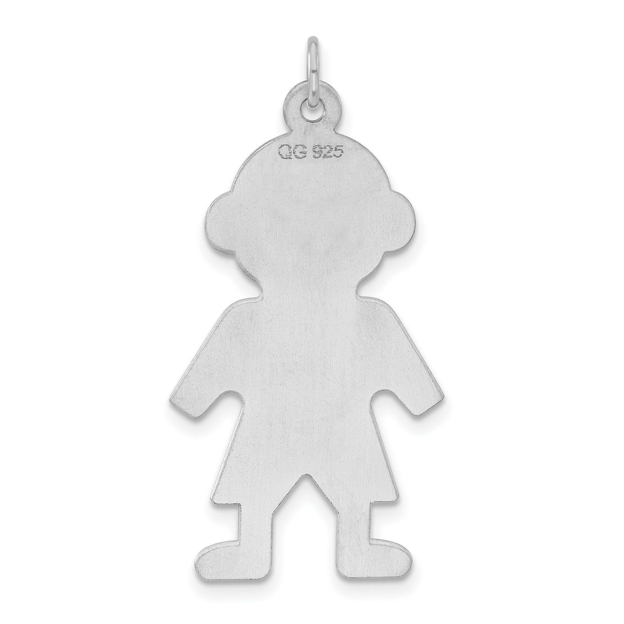 Engravable Boy Polished Front/Satin Back Disc Charm Pendant in Real 925 Sterling Silver