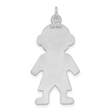Engravable Boy Polished Front/Satin Back Disc Charm Pendant in Real 925 Sterling Silver