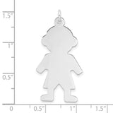Engravable Boy Polished Front/Satin Back Disc Charm Pendant in Real 925 Sterling Silver