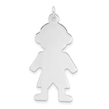 Engravable Boy Polished Front/Satin Back Disc Charm Pendant in Real 925 Sterling Silver