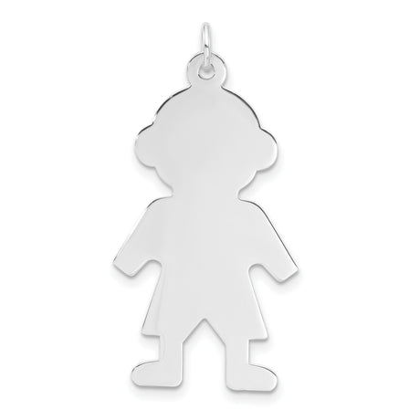 Engravable Boy Polished Front/Satin Back Disc Charm Pendant in Real 925 Sterling Silver