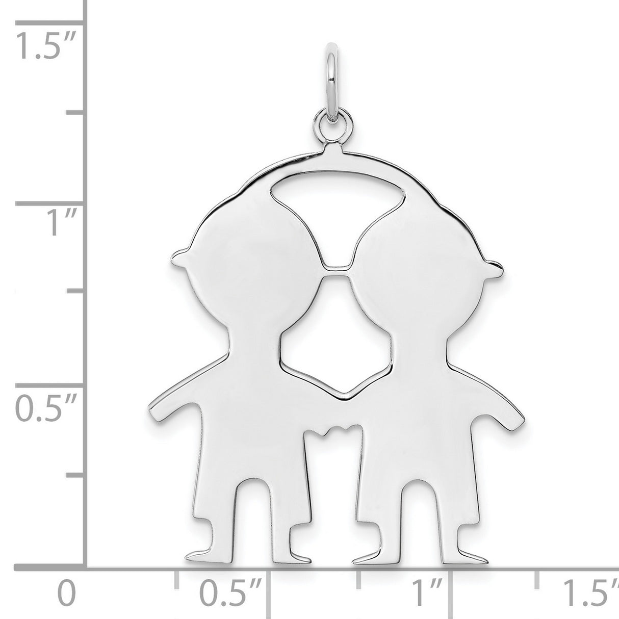 Engravable Boy/Boy Polished Front/Satin Back Disc Charm Pendant in Real 925 Sterling Silver