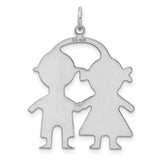 Engravable Boy/Girl Polished Front/Satin Back Disc Charm Pendant in Real 925 Sterling Silver