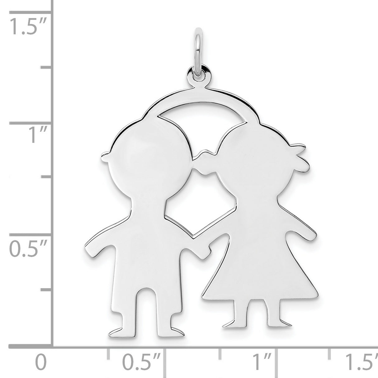 Engravable Boy/Girl Polished Front/Satin Back Disc Charm Pendant in Real 925 Sterling Silver