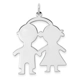 Engravable Boy/Girl Polished Front/Satin Back Disc Charm Pendant in Real 925 Sterling Silver