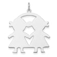 Engravable Girl/Girl Polished Front/Satin Back Disc Charm Pendant in Real 925 Sterling Silver