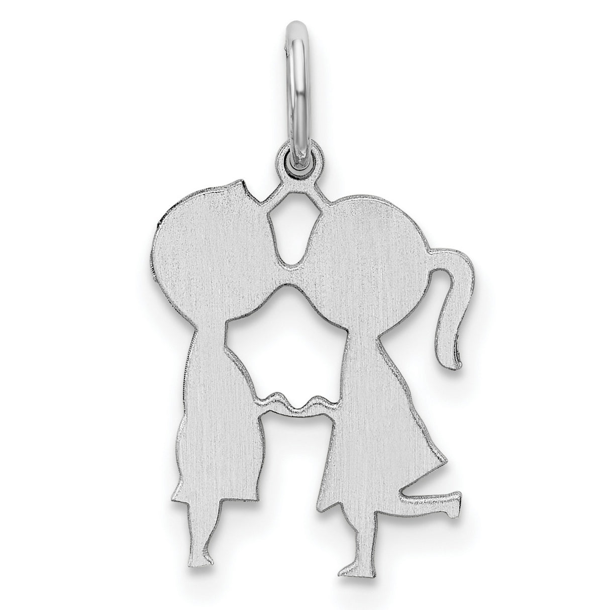 Engravable Boy/Girl Polished Front/Satin Back Disc Charm Pendant in Real 925 Sterling Silver