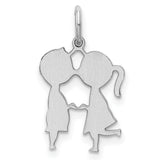 Engravable Boy/Girl Polished Front/Satin Back Disc Charm Pendant in Real 925 Sterling Silver