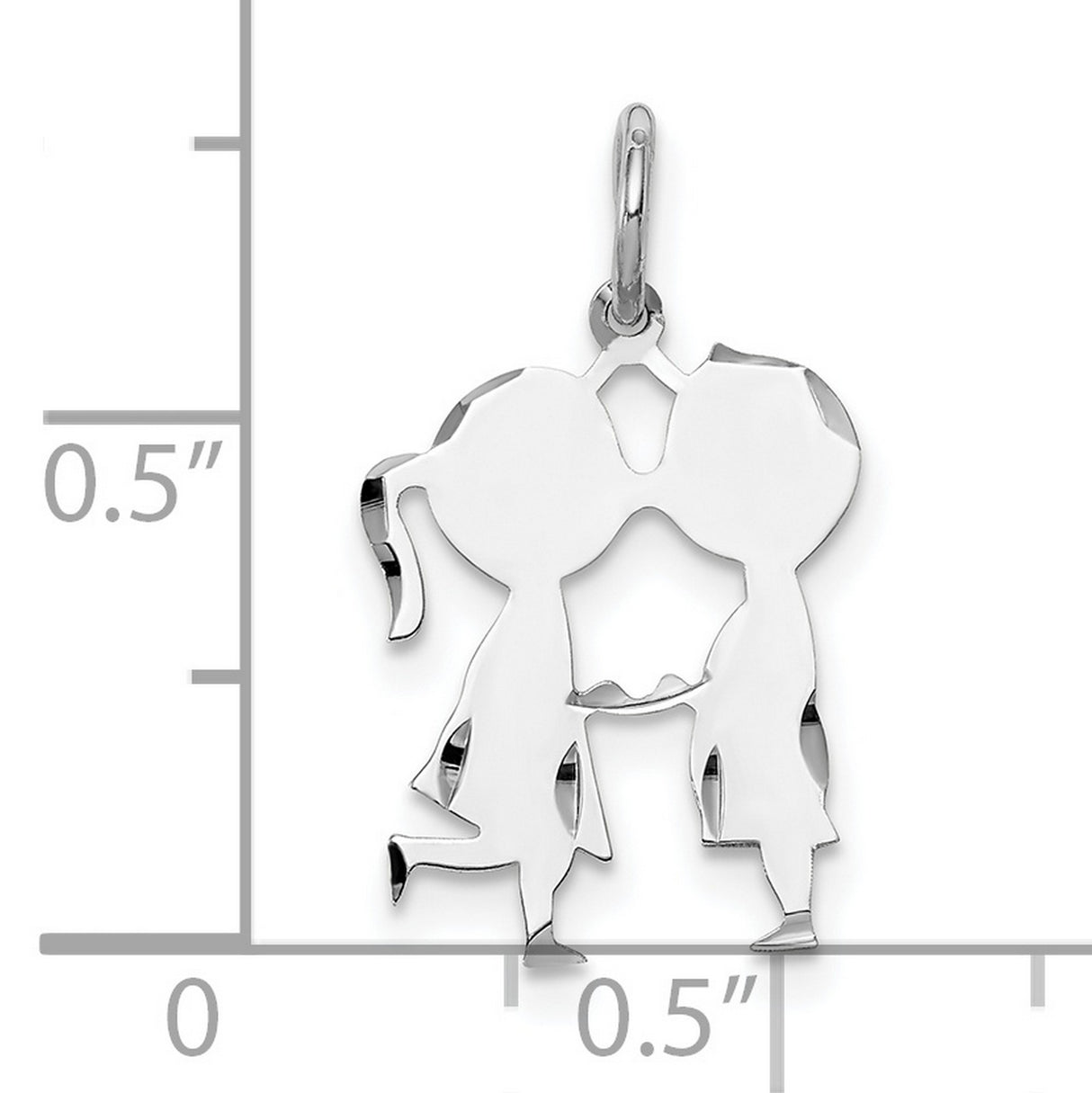 Engravable Boy/Girl Polished Front/Satin Back Disc Charm Pendant in Real 925 Sterling Silver