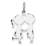 Engravable Boy/Girl Polished Front/Satin Back Disc Charm Pendant in Real 925 Sterling Silver