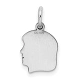 Engravable Girl Polished Front/Satin Back Disc Charm Pendant in Real 925 Sterling Silver