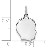 Engravable Boy Polished Front/Satin Back Disc Charm Pendant in Real 925 Sterling Silver