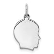 Engravable Boy Polished Front/Satin Back Disc Charm Pendant in Real 925 Sterling Silver