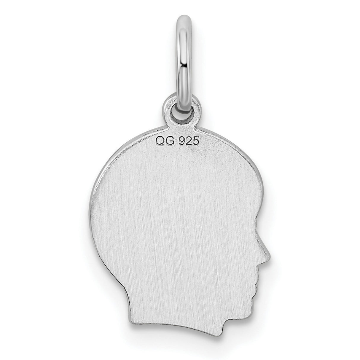 Engravable Boy Polished Front/Satin Back Disc Charm Pendant in Real 925 Sterling Silver