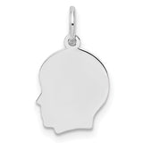 Engravable Boy Polished Front/Satin Back Disc Charm Pendant in Real 925 Sterling Silver
