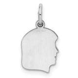 Engravable Girl Polished Front/Satin Back Disc Charm Pendant in Real 925 Sterling Silver