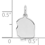 Engravable Girl Polished Front/Satin Back Disc Charm Pendant in Real 925 Sterling Silver
