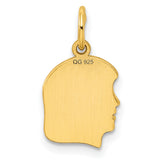 Engravable Girl Polished Disc Charm Pendant in Real 925 Sterling SIlver