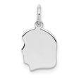 Engravable Girl Polished Front/Satin Back Disc Charm Pendant in Real 925 Sterling Silver