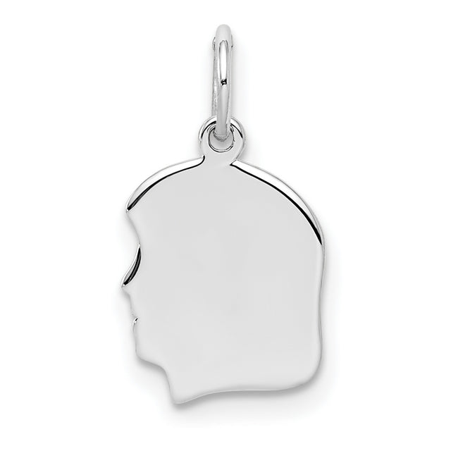 Engravable Girl Polished Front/Satin Back Disc Charm Pendant in Real 925 Sterling Silver