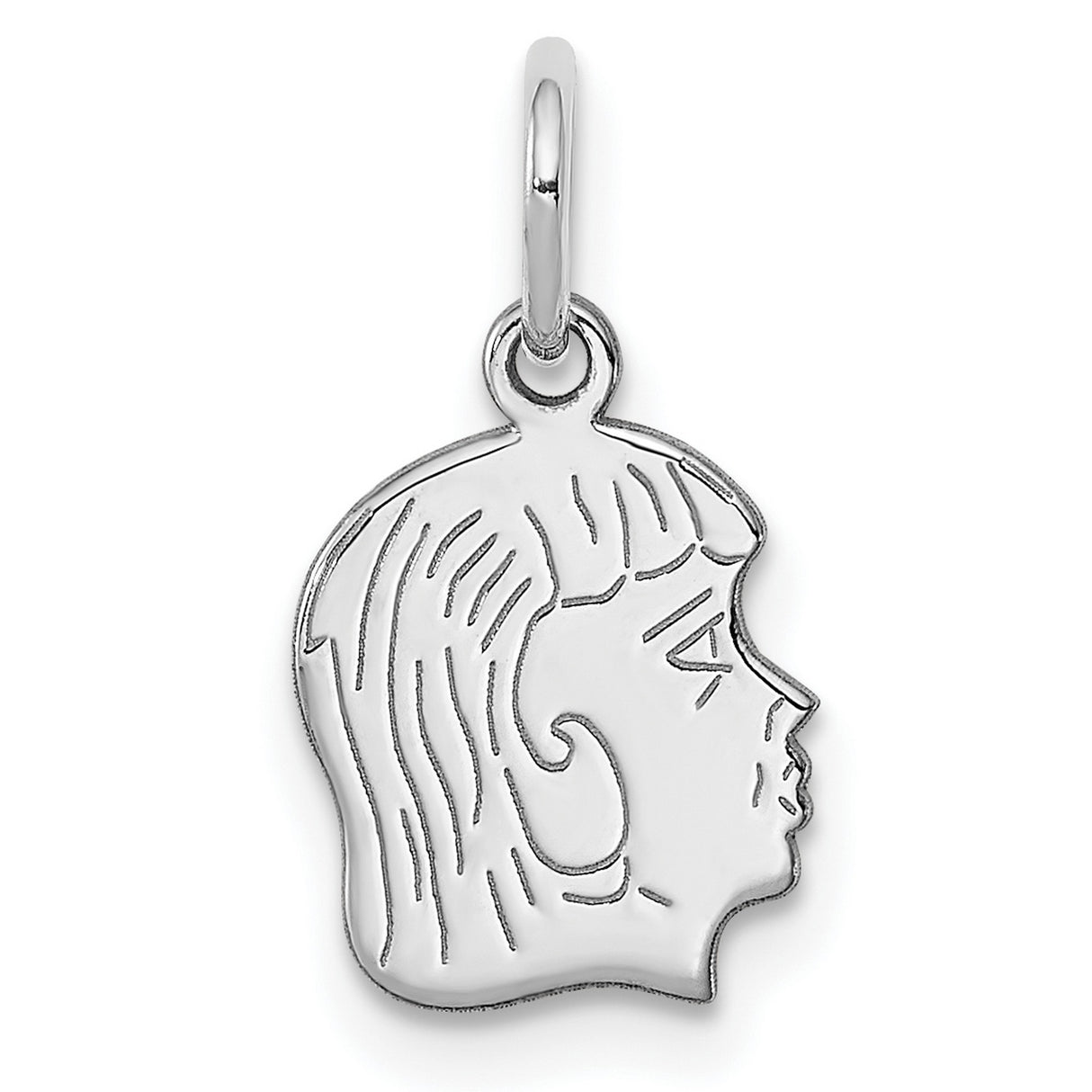 Engravable Girl Polished Front/Satin Back Disc Charm Pendant in Real 925 Sterling Silver