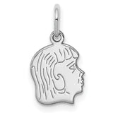 Engravable Girl Polished Front/Satin Back Disc Charm Pendant in Real 925 Sterling Silver
