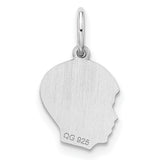 Engravable Boy Polished Front/Satin Back Disc Charm Pendant in Real 925 Sterling Silver