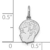 Engravable Boy Polished Front/Satin Back Disc Charm Pendant in Real 925 Sterling Silver