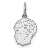Engravable Boy Polished Front/Satin Back Disc Charm Pendant in Real 925 Sterling Silver