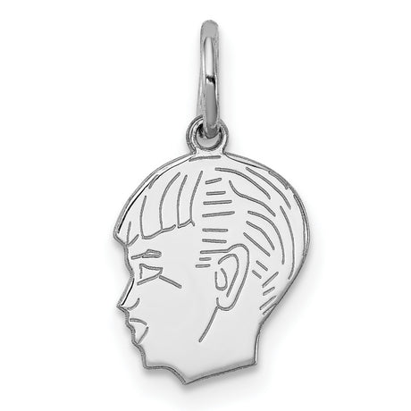 Engravable Boy Polished Front/Satin Back Disc Charm Pendant in Real 925 Sterling Silver