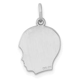 Engravable Boy Polished Front/Satin Back Disc Charm Pendant in Real 925 Sterling Silver