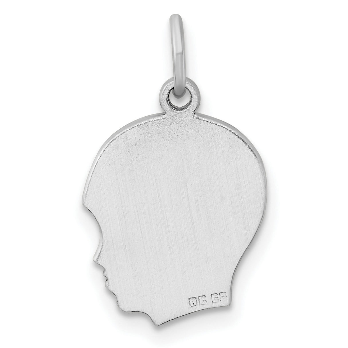 Engravable Boy Polished Front Satin Back Disc Charm Pendant in Real 925 Sterling Silver