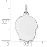 Engravable Boy Polished Front/Satin Back Disc Charm Pendant in Real 925 Sterling Silver