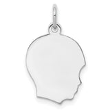 Engravable Boy Polished Front/Satin Back Disc Charm Pendant in Real 925 Sterling Silver