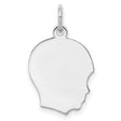 Engravable Boy Polished Front Satin Back Disc Charm Pendant in Real 925 Sterling Silver