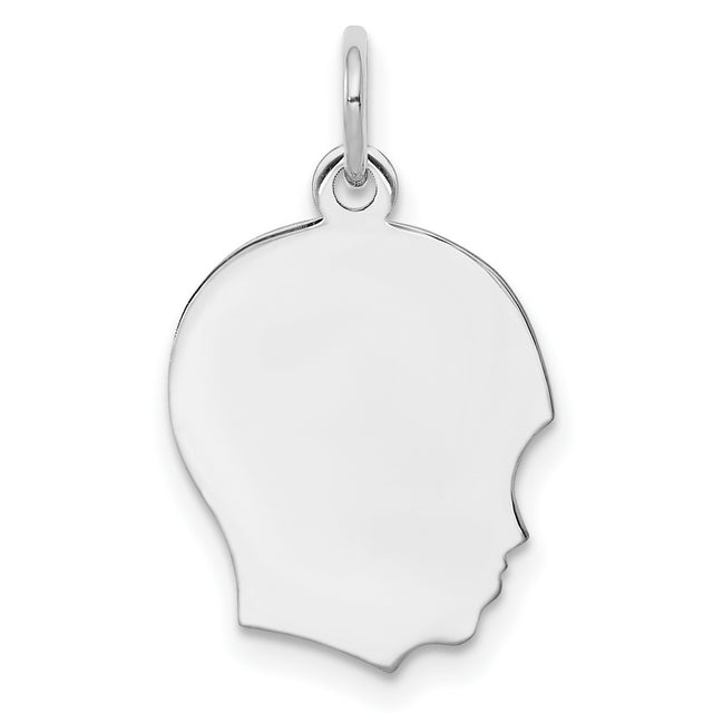 Engravable Boy Polished Front Satin Back Disc Charm Pendant in Real 925 Sterling Silver