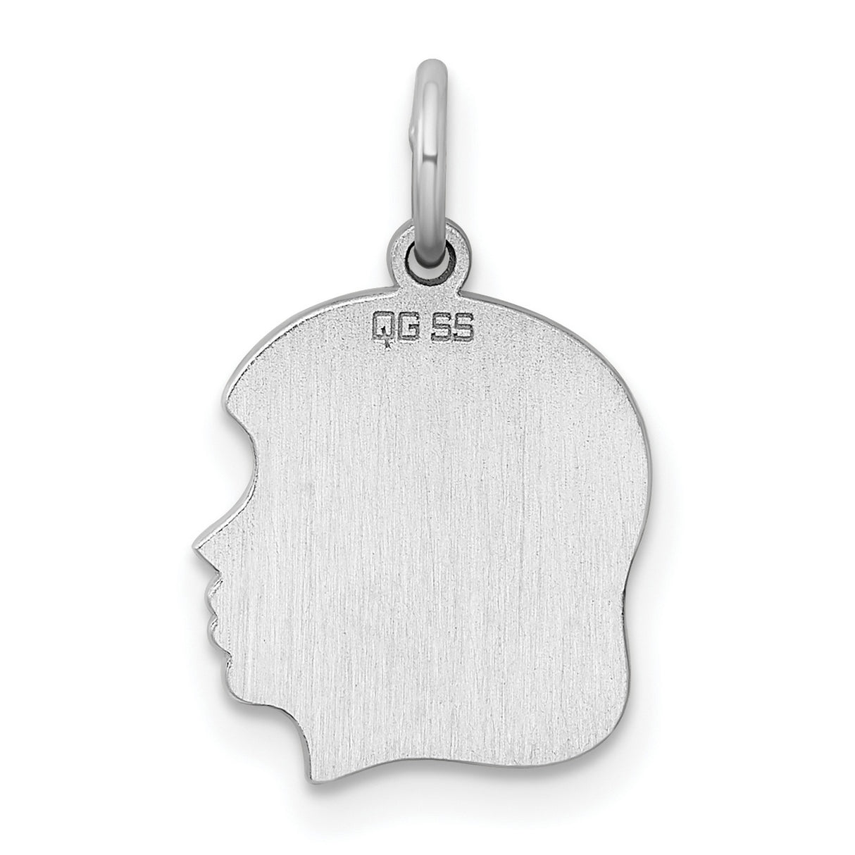 Engravable Girl Polished Front/Satin Back Disc Charm Pendant in Real 925 Sterling Silver