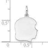 Engravable Girl Polished Front/Satin Back Disc Charm Pendant in Real 925 Sterling Silver