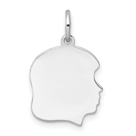 Engravable Girl Polished Front Satin Back Disc Charm Pendant in Real 925 Sterling Silver