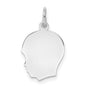 Engravable Boy Polished Front/Satin Back Disc Charm Pendant in Real 925 Sterling Silver