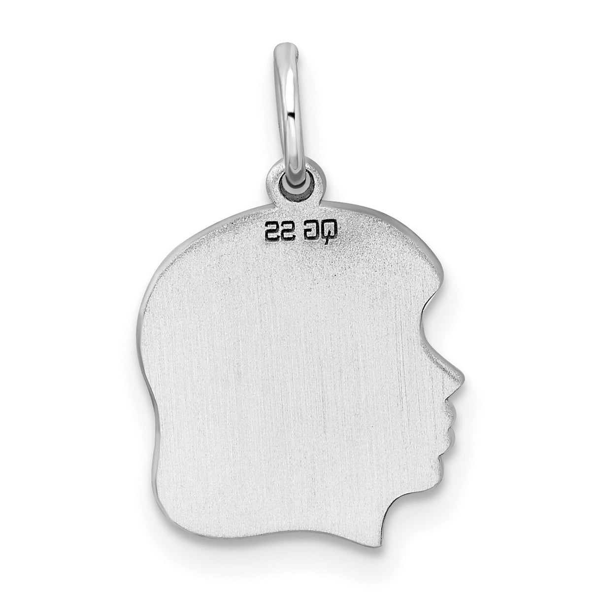 Engravable Girl Polished Front/Satin Back Disc Charm Pendant in Real 925 Sterling Silver