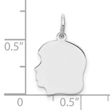 Engravable Girl Polished Front/Satin Back Disc Charm Pendant in Real 925 Sterling Silver
