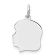 Engravable Girl Polished Front/Satin Back Disc Charm Pendant in Real 925 Sterling Silver