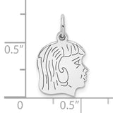 Engravable Girl Polished Front/Satin Back Disc Charm Pendant in Real 925 Sterling Silver